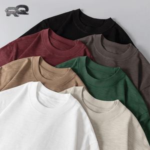Camiseta de Hombre 100% Algodón Estilo Vintage, Tejido Jersey 190gsm, Cuello Redondo, Diseño Casual, Patrón de Bambú Sólido, Colección de Verano - Product Image 3