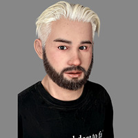 Masque en silicone blanc pour cheveux, masque de tête complet de qualité cinématographique avec texture de peau réaliste pour le cosplay et les farces