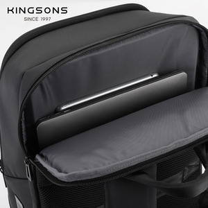 Laptop <b>Backpack</b> Men Business Travel Multi Functional <b>With</b> Shoe <b>Compartment</b> Black Solid Color Shoulder Straps Interior Zipper - Product Image 4