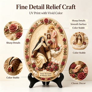 Artigianato in Resina, Placca in Rilievo 3D Art Déco Santa Teresa Piccolo Fiore, Decorazione da Parete per Casa, Regalo, Chiesa Cattolica, Ingrosso OEM - Product Image 4