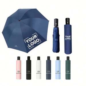 Parapluie promotionnel pliant en 3 sections anti-UV automatique, coupe-vent, pour la pluie et le soleil, personnalisable avec logo imprimé - Product Image 1