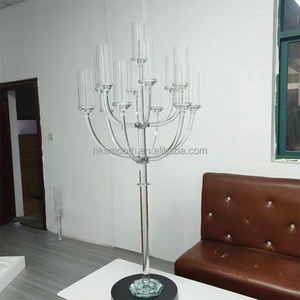 Bougeoirs en cristal transparent lisses, décorations de mariage, candélabres en cristal, centres de table - Product Image 4