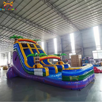 Toboggan aquatique gonflable en forme de requin avec piscine pour adultes et enfants, utilisation éducative en jardin, application commerciale, matériau PVC