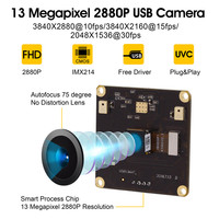 Módulo de Cámara USB Mini ELP de 13 Megapíxeles con Autoenfoque y Micrófono para PC, Transmisión en Vivo y Escaneo de Documentos