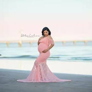 Chemise de nuit d'été sexy et longue Bodycon Robes Robe de maternité Photoshoot Chemise de nuit d'allaitement chaude Maternité Allaitement - Product Image 3