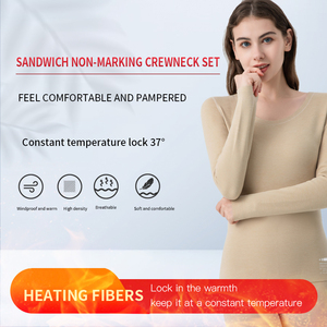 Intimo Termico da <span class=keywords><strong>Donna</strong></span> con Basso MOQ, Cappotto Autunnale con Collo a Girocollo, Nuovi Pantaloni Lunghi in Velluto a Sandwich, Comodi ed Eleganti - Product Image 2