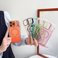 Coque de téléphone magnétique dégradée en gros avec support de cadre d'appareil photo pour iPhone 17 Air 17 16 15 Pro Max, compatible avec la charge sans fil