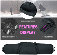 Aumtiscc Sac de voyage portable professionnel pour homme, pour planche de ski individuelle, noir, 165 cm, en polyester, imperméable et résistant à l'usure