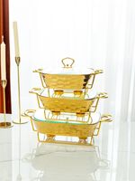 Ensemble de 3 réchauds en céramique martelée dorée avec couvercle en verre et support chauffant doré, chauffe-plats rectangulaire pour buffet et traiteur