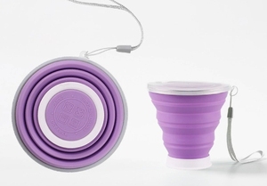 Gobelet pliable en silicone platine ultra-fin, logo personnalisable, design facile à transporter et à utiliser en extérieur - Product Image 5