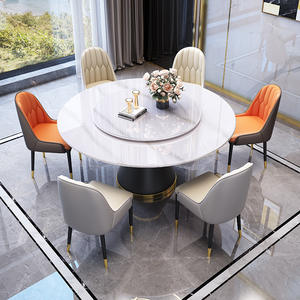 Juego de mesa de comedor con placa de roca de Metal minimalista moderno, muebles ligeros de lujo para el hogar para restaurantes, hoteles, característica estable - Product Image 2