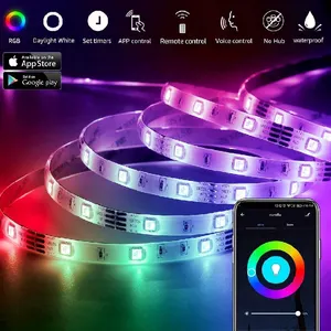 아마존 LED 스트립 조명 App SMD 5050 RGB 색상 변경 음악 동기화 제어 5m 10m 15m 타이머 스트립 LED 홈 Deroation