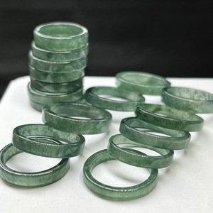 Nhẫn ngọc bích tự nhiên nguyên chất hạng A, dành cho nam nữ, trang sức đeo hàng ngày, quà tặng, nhẫn ngọc xanh đậm làm quà sinh nhật - Product Image 1
