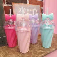 Gobelet réutilisable pour crème glacée, mignon et kawaii, en plastique, avec paille, pour filles, idéal pour l'école