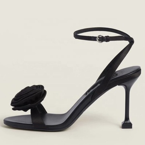 Sandales à talons aiguilles pour femme, grande taille 46, avec fleurs en soie 3D, à brides cheville, style escarpin à bride unique, pour l'été - Product Image 1