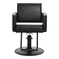 Chaise de coiffure réglable de luxe en cuir noir pour salon de beauté