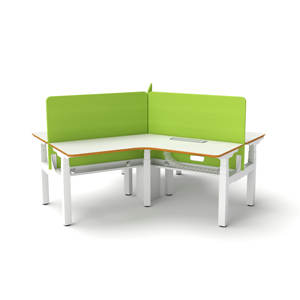 Escritorio Eléctrico Moderno <span class=keywords><strong>de</strong></span> Altura Ajustable con Doble Motor y Ángulo <span class=keywords><strong>de</strong></span> 120 Grados, Sistema <span class=keywords><strong>de</strong></span> Oficina en Clúster para 3 Personas, Paneles <span class=keywords><strong>de</strong></span> Privacidad, Gestión <span class=keywords><strong>de</strong></span> Cables - Product Image 1