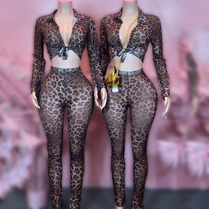 ชุดเซ็ต <span class=keywords><strong>2</strong></span> ชิ้น เสื้อตาข่ายลายเสือดาวซีทรู Peeqi MZ88667 สำหรับฤดูใบไม้ผลิและฤดูใบไม้ร่วง พร้อมเลกกิ้งเอวสูง ชุดเซ็กซี่ <span class=keywords><strong>2</strong></span> ชิ้น - Product Image 1