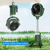 Ventilateur de camping 16000 mAh avec oscillation automatique, certifié FCC RoHS, support télescopique réglable, ventilateur rechargeable, fabrication sur mesure aux États-Unis