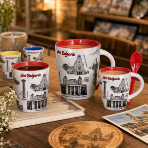 Juego de Tazas de Cerámica de Recuerdo de Bulgaria, Diseño Vintage con Patrón de la Ciudad de Sofía, Taza de Café de Porcelana, Diseño Personalizado, OEM, ODM, Venta al Por Mayor - Product Image 3