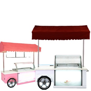 Makanan Truk Es Krim Tampilan Kabinet Freezer Kulkas Gelato Es Krim Es Krim Kereta Dorong