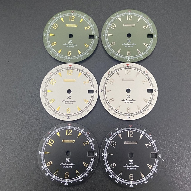 Watch Modification Parts Copper Alloy 28.5mm Dial Gold/Silver Indices Faint Green Luminous Fits NH35/36 Movements