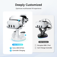 Station de charge rapide AMVR CD2 Quest 3/3S 18W magnétique pour VR avec lumière ambiante RGB et kit de charge pour manettes