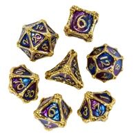 Ensemble de 7 dés polyédriques en métal faits à la main pour les jeux de rôle D&D avec logo personnalisé