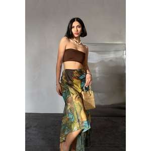 กระโปรงชีฟองพิมพ์ลายยืดหยุ่นสูงสำหรับผู้หญิง ผ้าวิสโคสโพลีเอสเตอร์พิมพ์ลายดิจิทัล แฟชั่นกระโปรงยาวพลิ้วสวย - Product Image 3