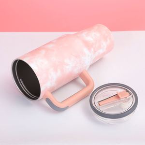 DD4308 Reusable Insulated Stainless Steel Vacuum Travel 40oz Water Bottle Handle Flip Straw <b>Tie</b> Dye Leak Resistant Tumbler - Product Image 3