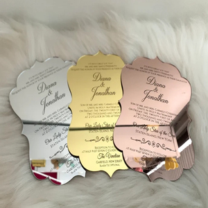 Invitations acryliques personnalisées carte de <span class=keywords><strong>mariage</strong></span> miroir or argent noir Invitation acrylique pour fête d'invitation de <span class=keywords><strong>mariage</strong></span> - Product Image 3