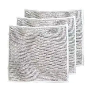 wholesale kitchen cleaning cloth 20*20cm Non-Scratch multipurpose wire dishwashing rags for wet and dry