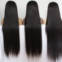 Perruques Lace Front en Cheveux Humains Cambodgiens Longs et Lisses, Vierge Non Traitée, Cuticules Alignées, Dentelle HD 13x4 Pré-Pluckée pour Femmes Noires - Vente en Gros