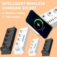 Station de recharge sans fil de bureau, multiprise EU avec 3/4 prises Schuko, plusieurs ports USB Type-C, rallonge ignifuge