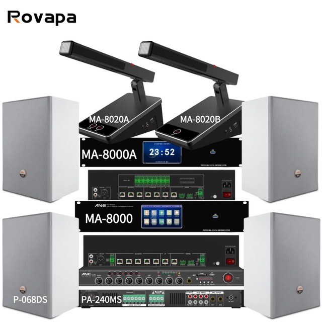 Government Meeting Room Audio System Digital Conference MA-8000 240W Amplifier 30W Wall Speaker Solutions