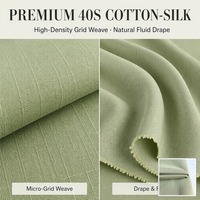 Tissu en coton soyeux quadrillé personnalisé 40S*150D, résistant aux plis et aux déchirures, pour chemises et vêtements décontractés, OEM