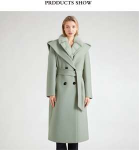 <span class=keywords><strong>Doudoune</strong></span> en cachemire mi-<span class=keywords><strong>longue</strong></span> confortable pour <span class=keywords><strong>femme</strong></span> Tweed double face avec fermeture à double boutonnage en canard blanc Doublure en nylon pour l'hiver - Product Image 2