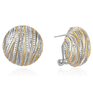 Eleganti Orecchini a Perno Bicolore con Linee Texturizzate per Donne, Accessori per Orecchie Semplici da Indossare Quotidianamente - Product Image 1