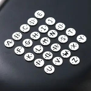 Popular 925 Sterling Silver Alphabet Two Flat Beads For Jewelry Making Accessories Wholesale