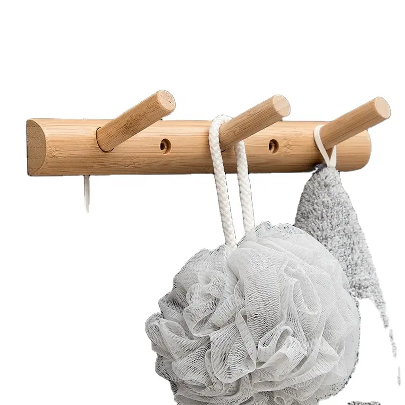 Crochet à double usage patable et perforé porte-manteau en bambou Nan, porte-vêtements, porte-sac suspendu à cintre simple
