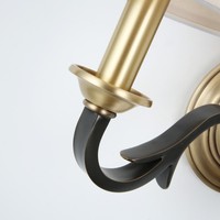 Lampe murale rétro en cuivre, style américain simple et moderne, pour salon, chambre à coucher, double tête, pour l'intérieur