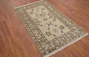 Tapis turc Oushak fait à la main 100% teinture végétale 6x9 pieds Options de taille personnalisée motif abstrait laine et coton - Product Image 3