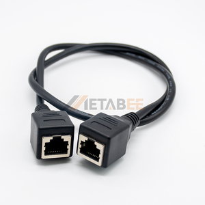 Câble d'extension Ethernet blindé Cat5e <span class=keywords><strong>RJ45</strong></span> Femelle-Femelle à montage sur panneau, coupleur de prise réseau 8P8C avec décharge de tension, noir - Product Image 3