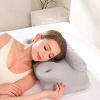Oreiller ergonomique de luxe en mousse à mémoire de forme pour le cou, hautement ajustable, avec housse amovible, pour soulager la pression et masser le cou.