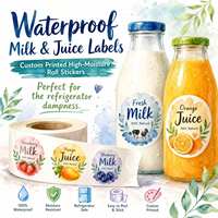 Etiquetas de Vinilo Impermeables para Leche y Jugos YSB |   Etiquetas Adhesivas Impresas Personalizadas Resistentes a la Humedad |   Para Uso en Refrigeradores