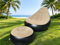 Chaise longue gonflable en PVC pliable avec repose-pieds, canapé inclinable moderne minimaliste, siège portable d'extérieur