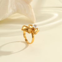 Magnifiques Bagues en Acier Inoxydable Plaquées Or 18 carats avec Diamants pour Femmes – Derniers Modèles en Zircone Cubique Transparente, Bagues Dorées Scintillantes et Tendance