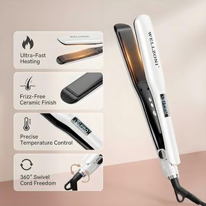 Lisseur de cheveux Wellzoni, plaque large de 1,4 pouce, céramique ionique, double tension, chauffage rapide, 1200W, écran LCD, 37 réglages de température - Product Image 6