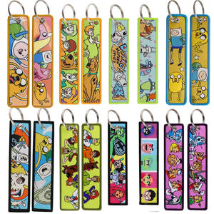 アドベンチャー・タイムズ織りラベルキーホルダー漫画生地キーチェーンスクービードアニメーションアクセサリー - Product Image 1