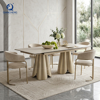 Table à manger extensible pour 6 à 8 personnes, avec plateau en pierre frittée, fabriquée à l'usine de Foshan, ensemble de table et chaises, meubles de Dongguan, Chine